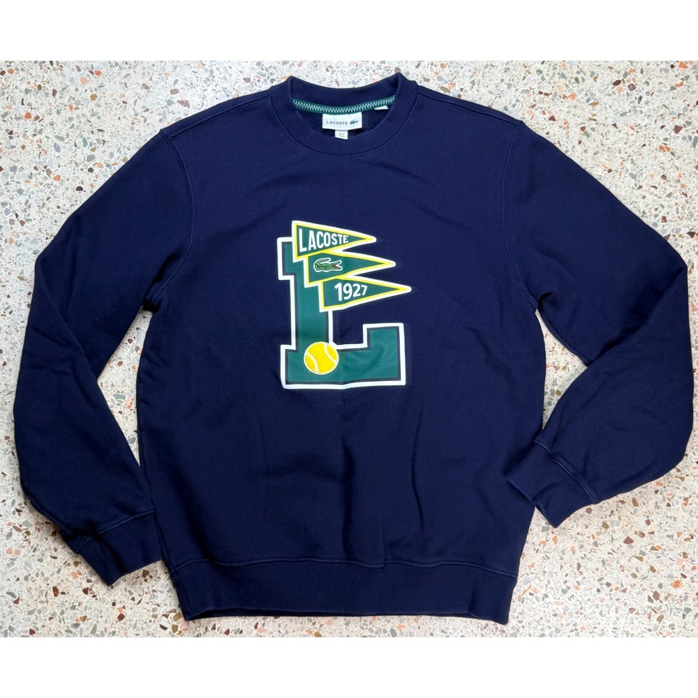 Lacoste Pennants L Badge Men's Cotton Fleece Crewneck Sweatshirt Size Medium
